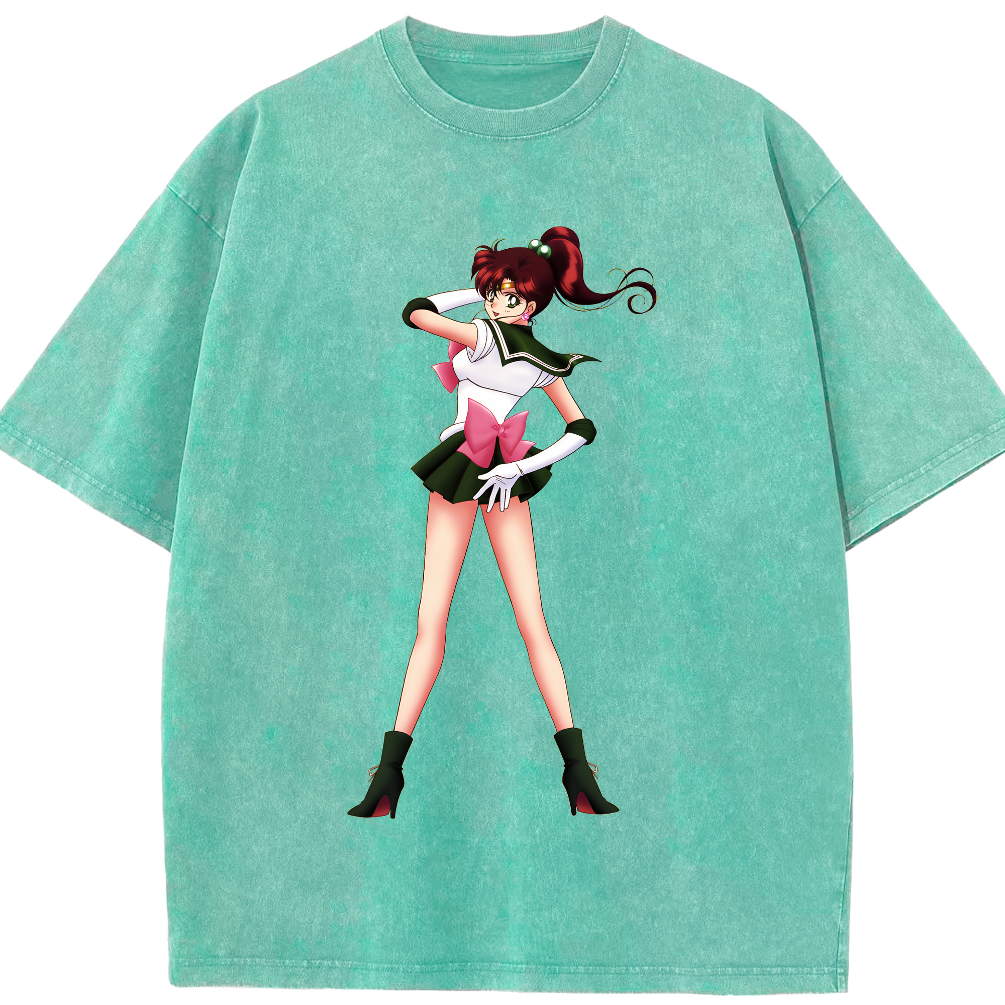 （画像用） 美少女戦士セーラームーン 木野 まこと きの まこと Sailor Moon Kino Makoto （セーラージュピター；Sailor Jupiter） 綿100% ヴィンテージ風 半袖Tシャツ（フロントプリント）